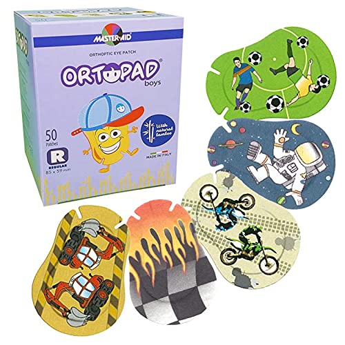 Ortopad® Bamboo Boys Eye Patches, 50/Box (Regular Size, 4+ yrs) Racing Flames Pack