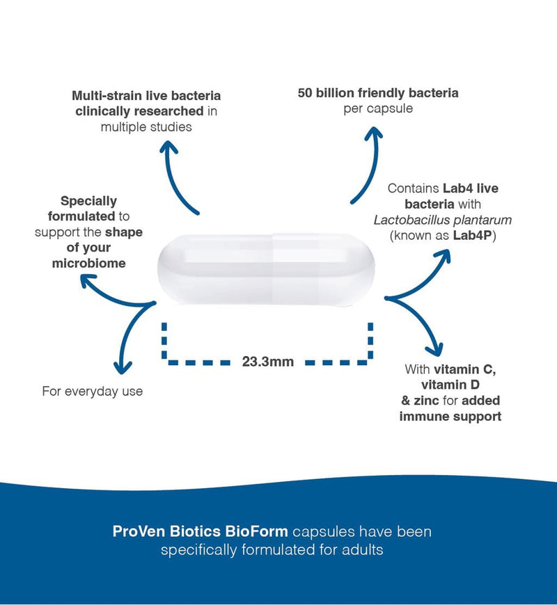 Pro-Ven Probiotics ShapeLine Bioform | Supports a 'shapelier You' | As seen in Daily Mail | 50 Billion CFU | Gut Health Supplement | 30 Capsules