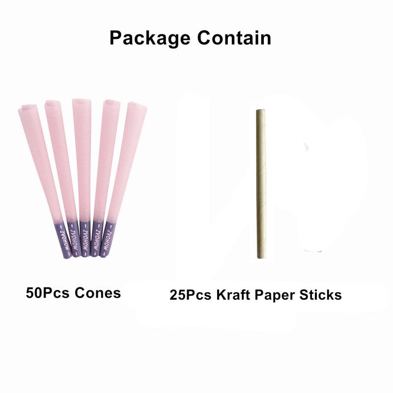 [Australia] - Pink Pre rolled Cones 50 PACKS - 4.25inch Classic King Size Rolling Paper With Packing Sticks and Tips- Pink Cones Rolling Paper (50Packs) 50packs 