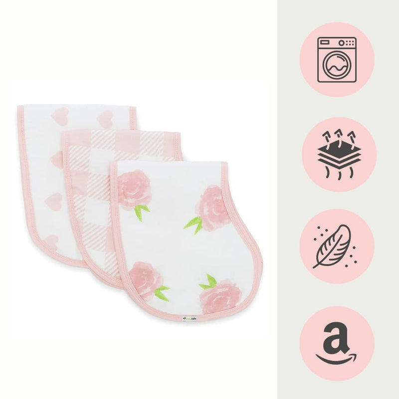 [Australia] - Burp Cloths, Burp Bib Sets Pink-white 