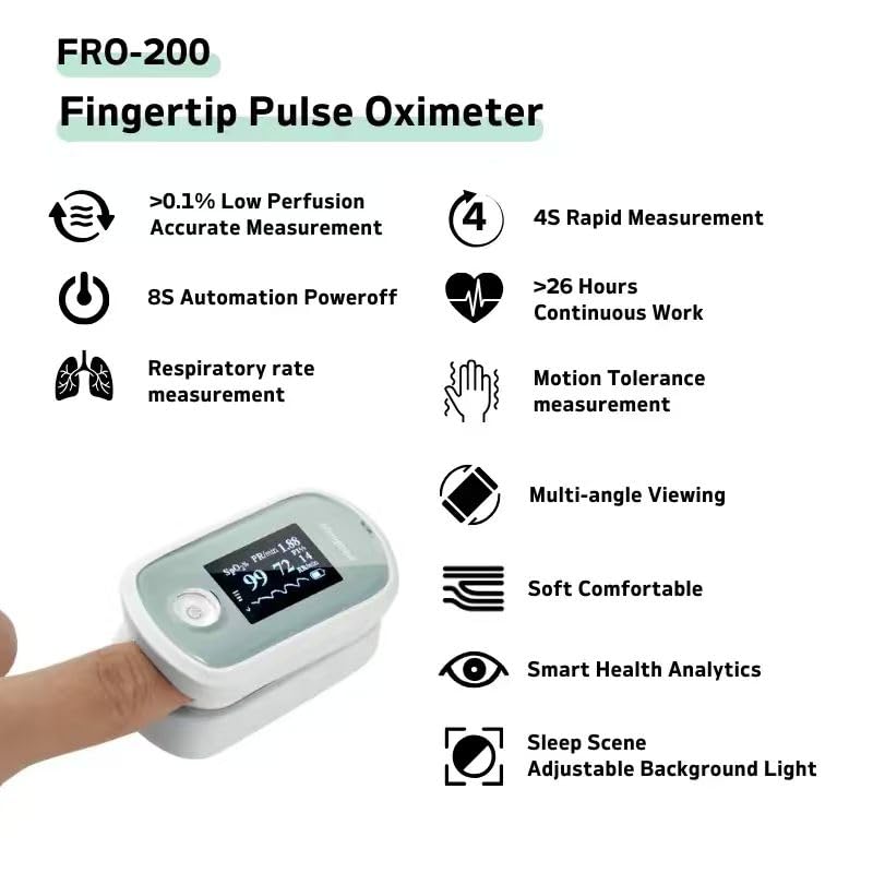 [Australia] - pulse oximeter with respiration Rate Monitor Fingertip Oxygen Monitoring with OLED screen ÔºåAccurate measurement of PI RR PR SPO2 