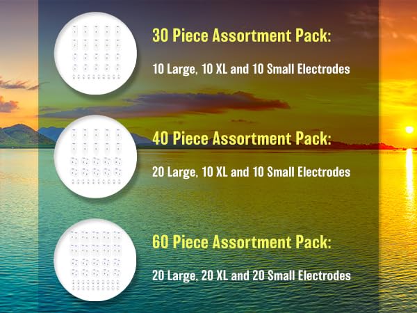 Discount TENS 3.5mm Snap Electrode Assortment, 60 Pack | 3.5mm snap compatibility, long-lasting latex-free hydrogel, flexible and comfortable, even current flow, strong skin adhesion Mega - 60 Electrode Pack