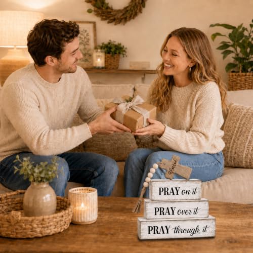 Wooden Ornaments Home Decor, Christian Table Farmhouse Decor, 4 Pcs