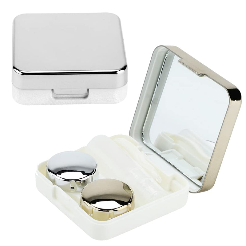 [Australia] - Uxsiya Mini Contact Lens Case Portable Contact Lens Case for Contact Lenses and Travel Silver/Black Modern 