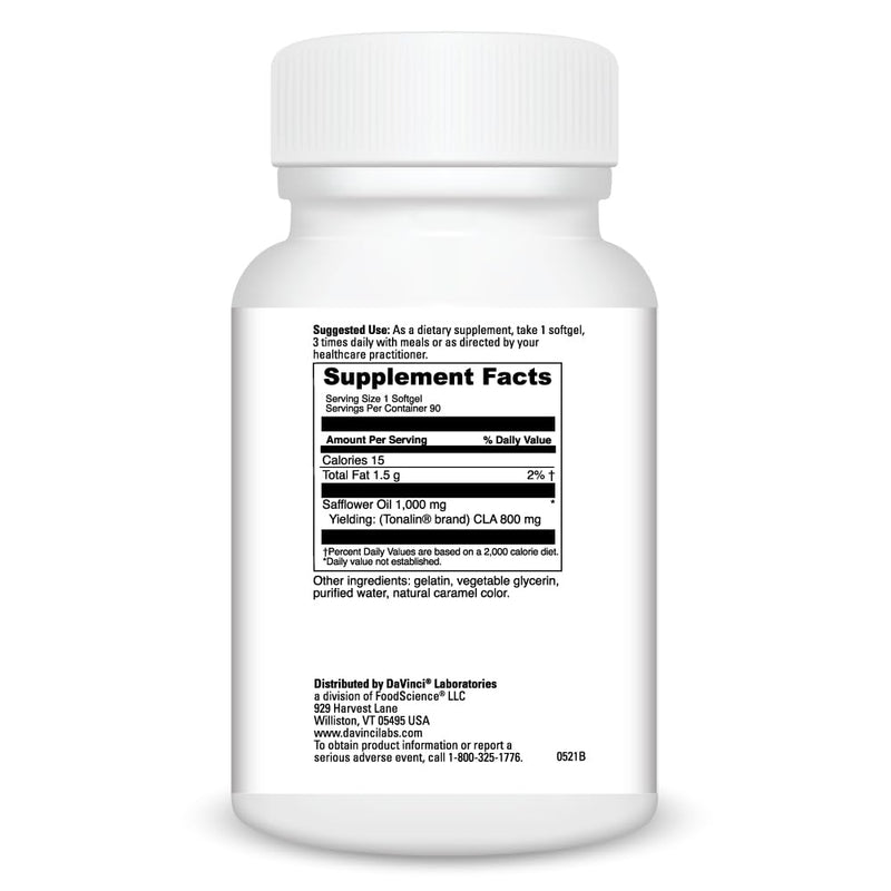 [Australia] - DAVINCI Tonalin-CLA - Lean Muscle Mass & Energy Support* - Contains CLA Derived from Safflower Oil - Stimulant-Free Supplement - 90 Softgels 