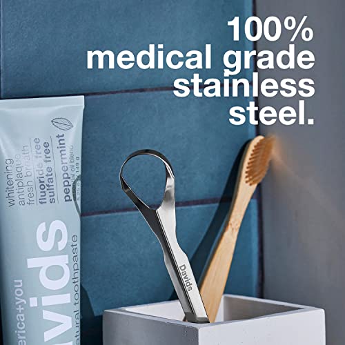 [Australia] - Davids 100% Medical Grade Stainless Steel Professional Tongue Scraper, Made in USA 