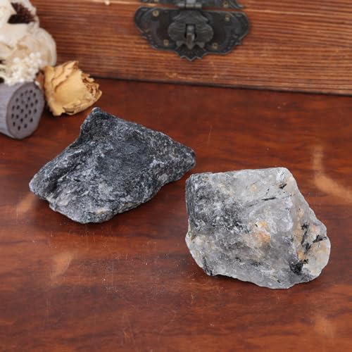 mookaitedecor Black Rutilated Quartz Raw Crystals and Healing Stones 201g-300g