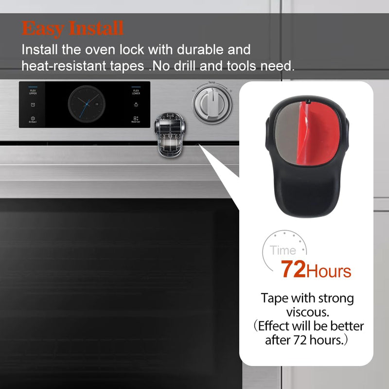 [Australia] - EUDEMON Child Safety Heat-Resistant Oven Door Lock, Oven Front Lock for Kids Easy to Install, Use Adhesive,No Screws or Drill (1 Pack,Clear-Black)(ONLY for Flat Surface) Clear-Black 