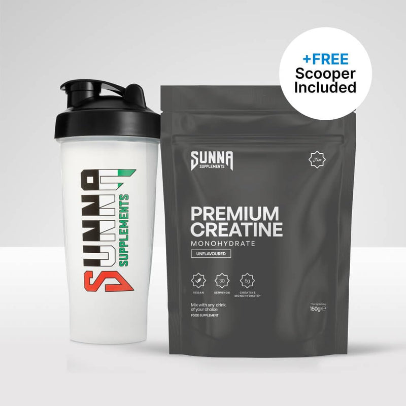 SUNNA SUPPLEMENTS Premium Creatine Monohydrate 150 g – Micronised Unflavoured Powder – 5 g Per Serving – Vegan Food Supplement (30 Servings)