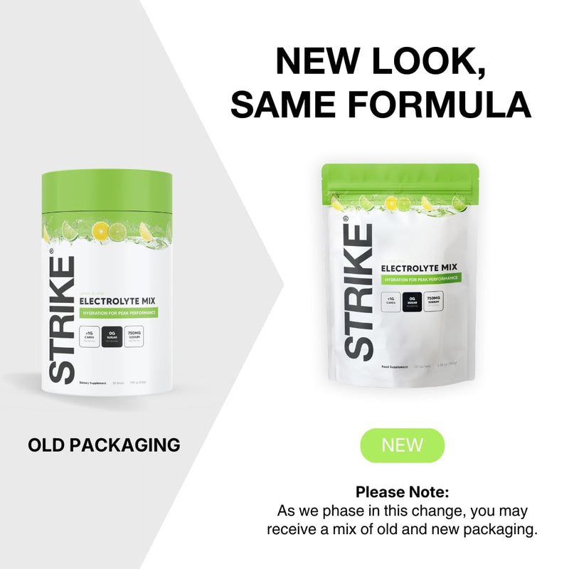 Strike Electrolytes | Zero Sugar Hydration Sachets with Sodium, Magnesium, Vitamin C & Trace Minerals | Vegan, Keto, Gluten-Free | Daily Electrolytes Powder (30 Sachets, Lemon Lime) 30 Sachets