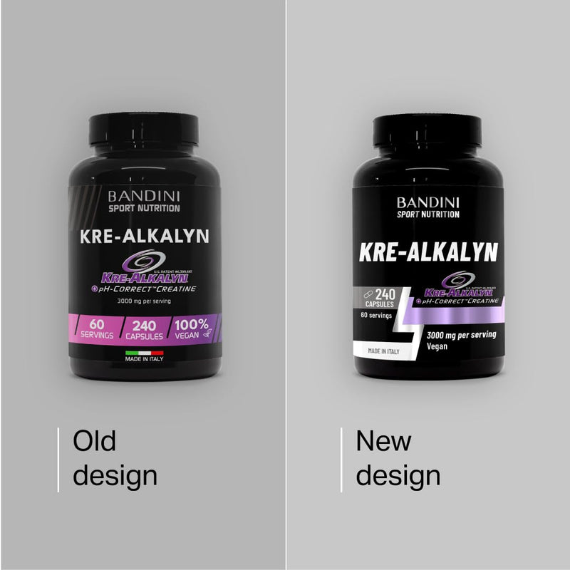 Bandini® Kre-Alkalyn® 240 Capsules (2 Months) - Buffered Alkaline Creatine - Training, Sport, Gym & Pre Workout - 100% Vegan - Kre Alkalyn Based on buffered Creatine Monohydrate - Produced in Italy