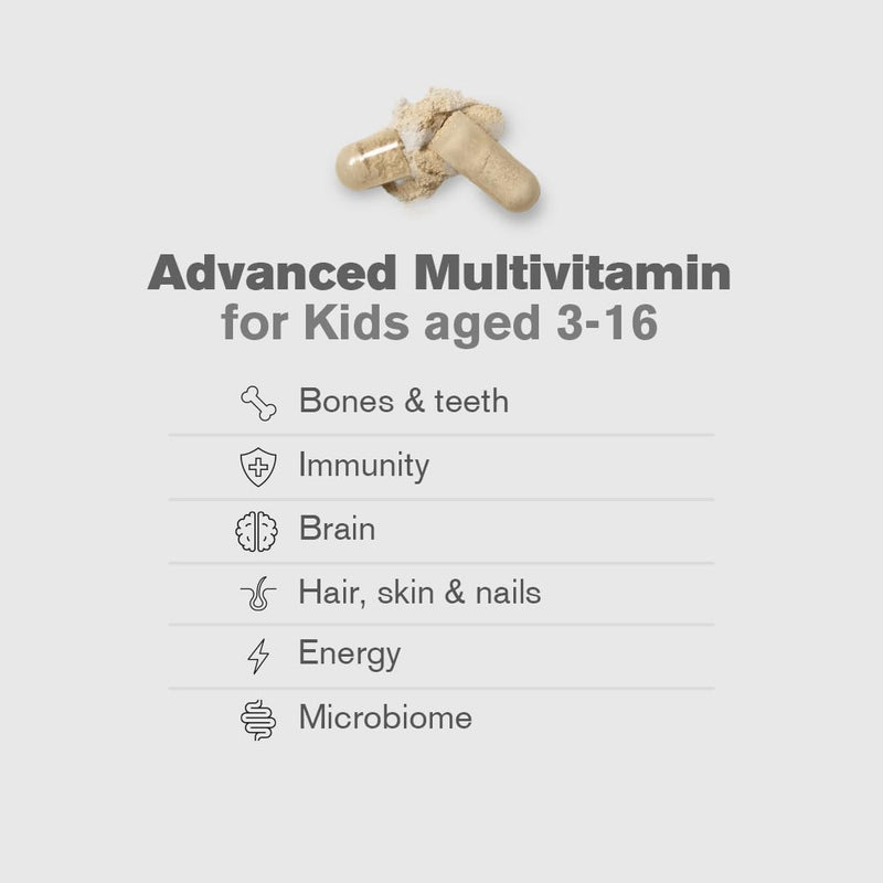 DR.VEGAN® Kid’s ProMulti | Full Spectrum Multivitamin & Probiotic | Tiny Capsules (Age 3-16) | Bones, Teeth, Immunity & Gut Microbiome | 25 Active Ingredients, 2 Billion Live Cultures | 60 Capsules