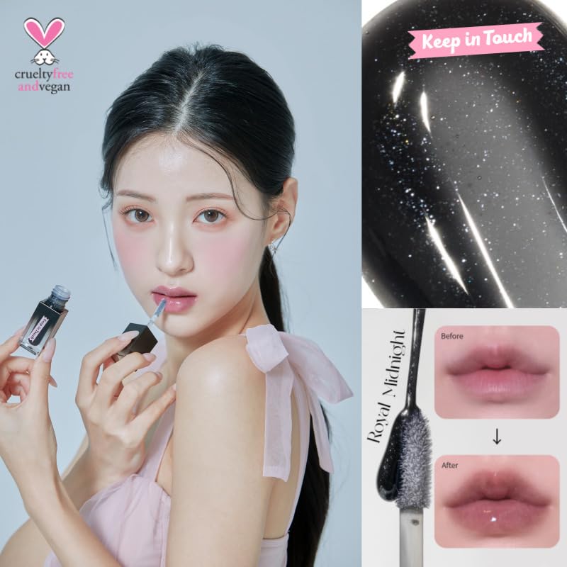 Keep In Touch The Black Plumper Tint | 2X Plumping Effect, Moisturizing Lip Gloss | Vegan and Cruelty-Free Korean Lip Tint (Royal Midnight) Royal Midnight