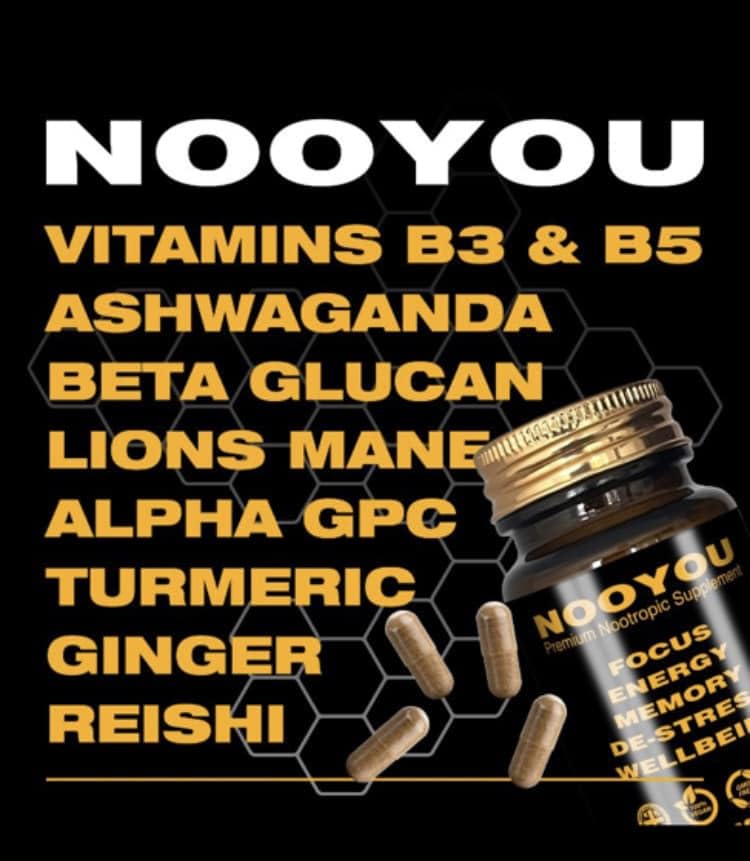 Lions Mane, Ashwagandha, Alpha GPC, Reishi, Ginger Root, 9 in 1, 1500mg Nootropic Brain Supplement Mushroom Complex Increase Energy, Focus, Memory & Wellbeing Formula, 60 Capsules 1500mg by NOOYOU