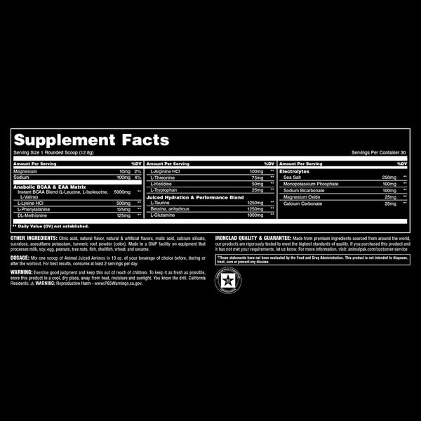 [Australia] - Animal Juiced Amino Acids - BCAA Powder EAA Matrix Plus Hydration with Electrolytes and Sea Salt Anytime Recovery and Improved Performance, Orange Flavor, 30 Servings 