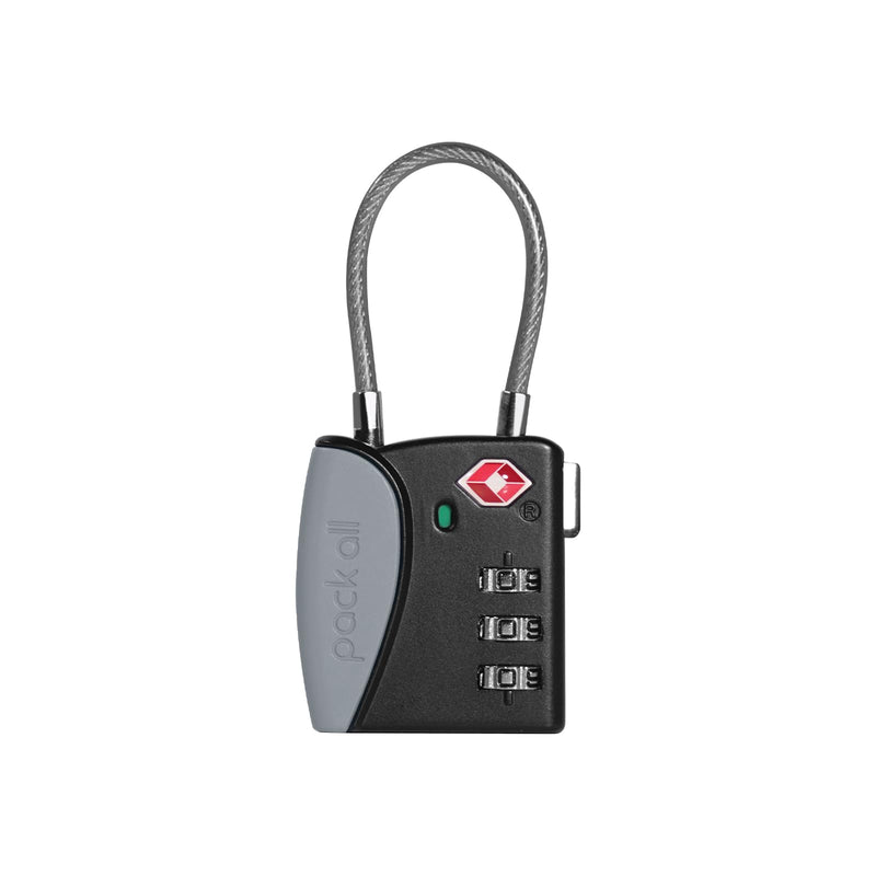 pack all Travel Accessories Bundle | TSA Cable Luggage Lock (1 Pack Grey + 4 Pack Black)
