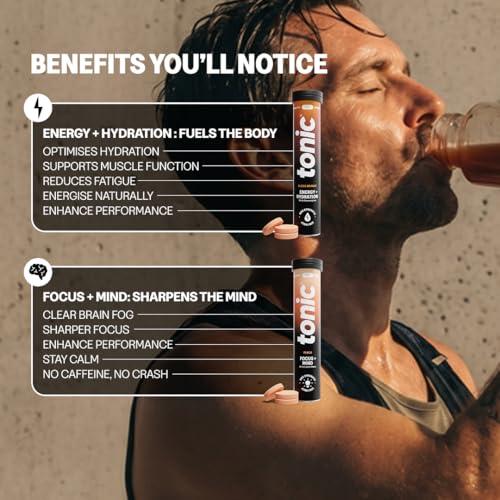 Tonic Health Energy & Focus Bundle - Clean Energy, Hydration Focus, Mind & Cognitive Support – Effervescent Tablets with Electrolytes & Nootropics – No Sugar – 2 x 20 Day Supply