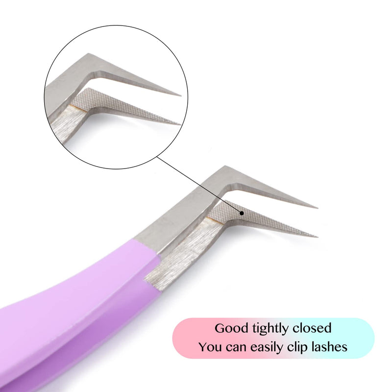 VAVALASH Lash Tweezers - Diamond Grip for Eyelash Extensions - Volume & Classic Fans - Purple, Volume Boot Tweezer Volume Boot Tweezer-Purple 1 Pcs