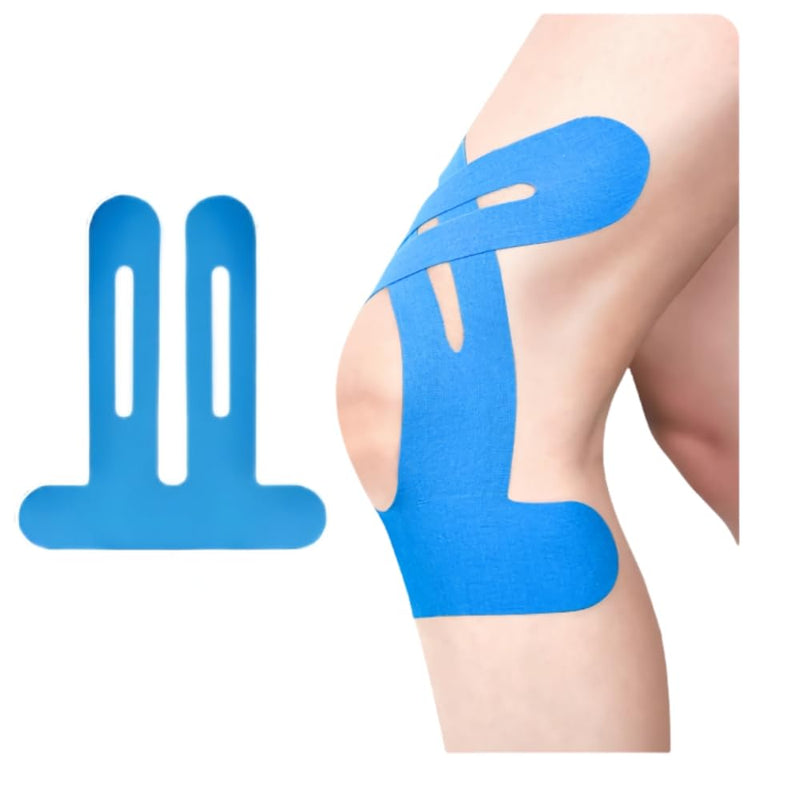 [Australia] - IEADEN Pre-Cut Kinesiology Tape for Knee, 10 Pcs - Waterproof & Elastic, Breathable Latex-Free Cotton Athletic Tape, Provide Support and Stability to Muscle - Ideal for Running, Hiking, Riding, etc. … Blue 