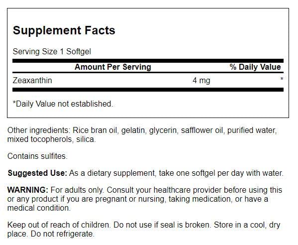 Swanson Zeaxanthin 4 Milligrams 60 Sgels 1