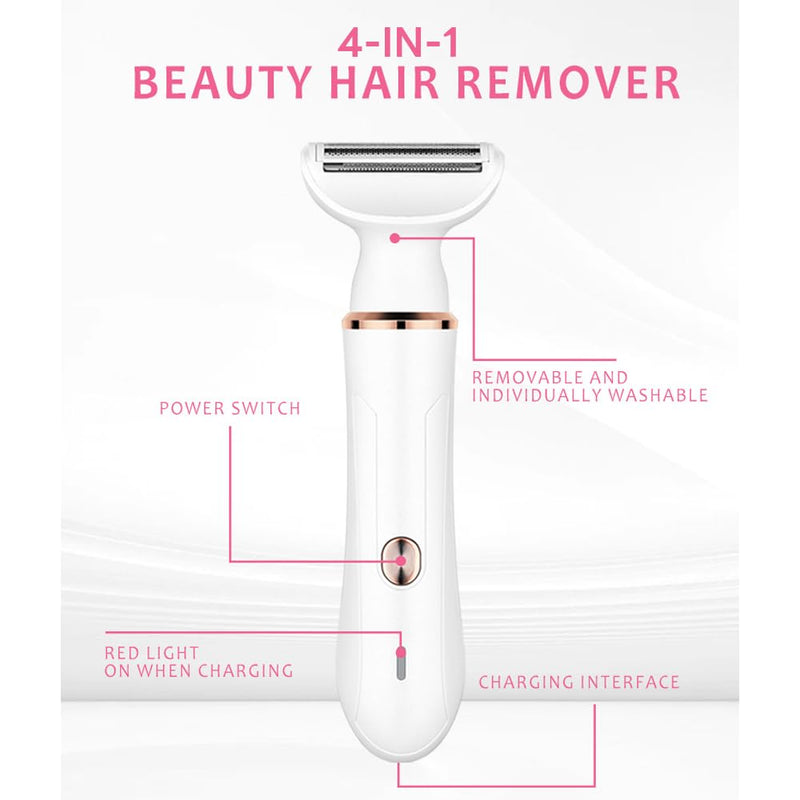 [Australia] - Bikini Trimmer for Women, 4 in 1 Electric Razors for Women, Dermave Bikini Shaver,Rechargeable Lady Trimmer for Underarm Body Leg Face 