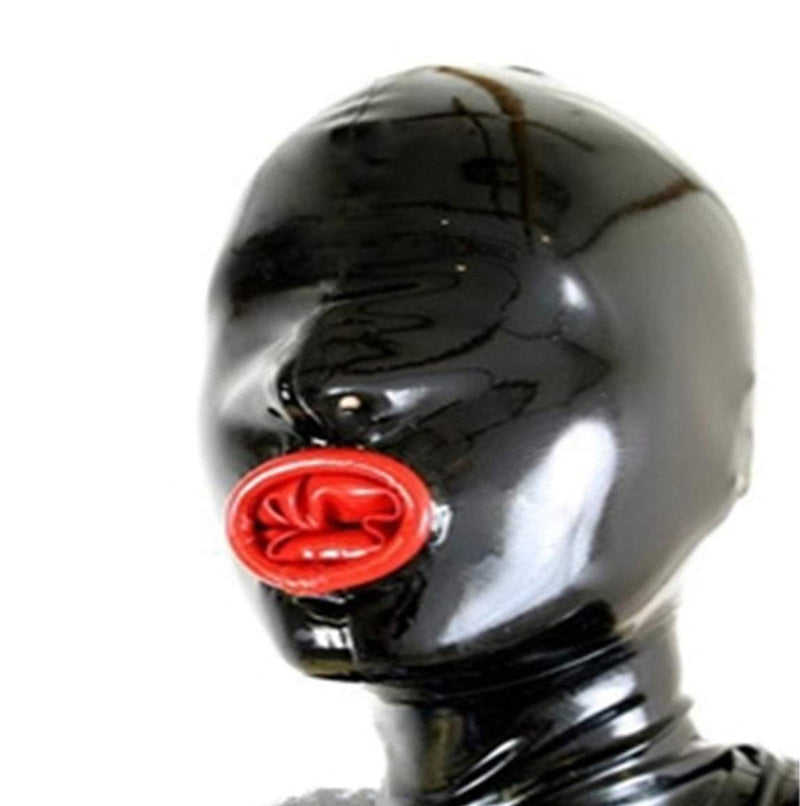 MFMYEE Bondage Latex Mask Rubber BDSM Mask Fetish Headgear Latex Cosplay Back Zipper