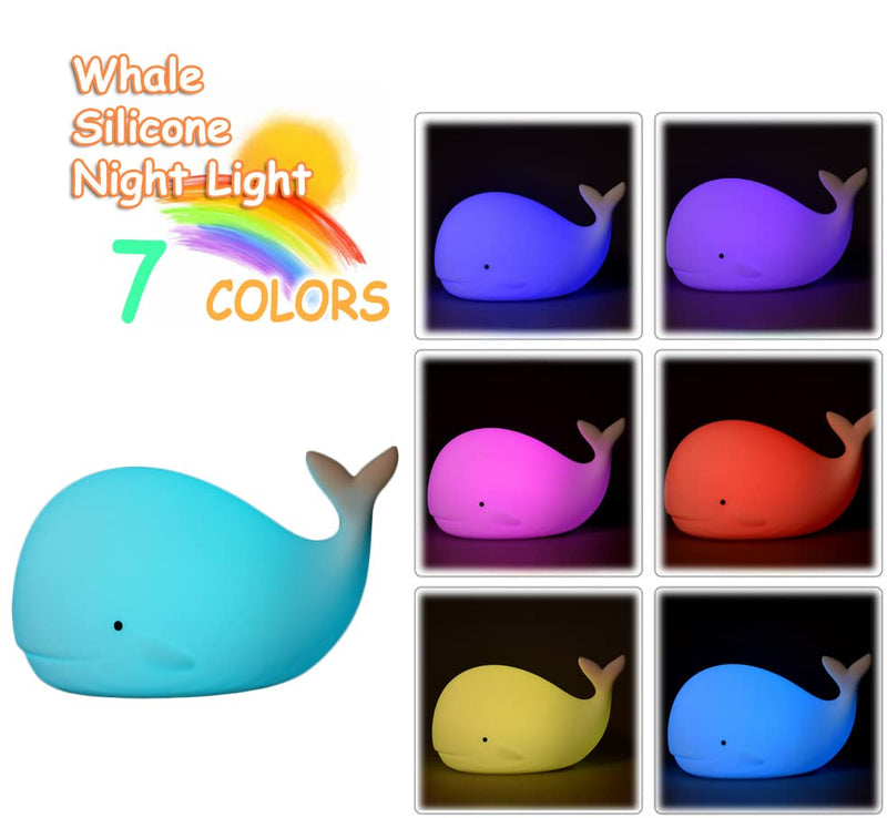 [Australia] - TriPro Whale Silicone Nursery Night Light Beach Room Decor Desk Lamp Toys,Bedroom Decorations Gifts for Toddlers,Girls And Boys ,Baby,Kids,Teens'' 