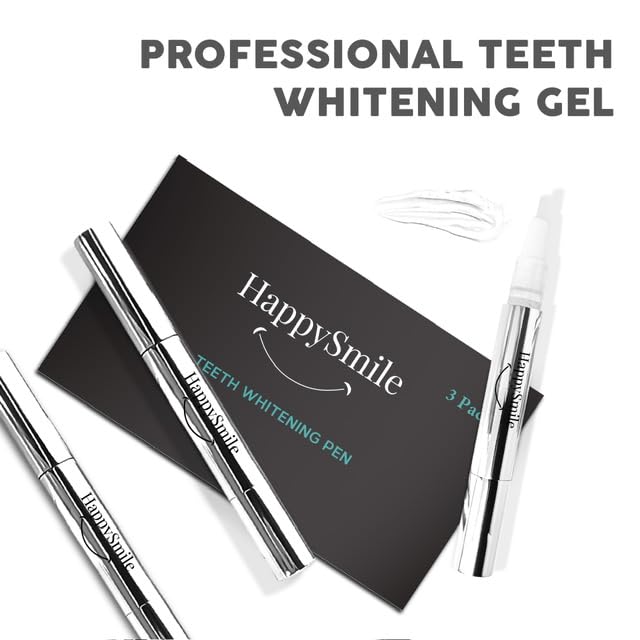 [Australia] - HappySmile Premium Teeth Whitening Pen Set of 3 - Achieve a Brighter Smile, Easier Than Strips or Other Whitening Kits - Professional Results, Gentle on Sensitive Teeth 