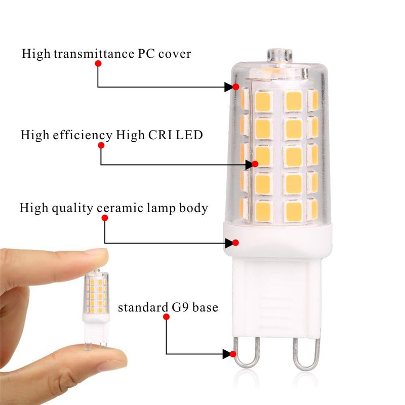 [Australia] - BAOMING G9 LED Bulb Dimmable 4W, 40 Watt T4 G9 Halogen Equivalent, 2700K Soft Warm White, 120V No-Flicker, Chandelier Lighting 450LM (5 Pack) 