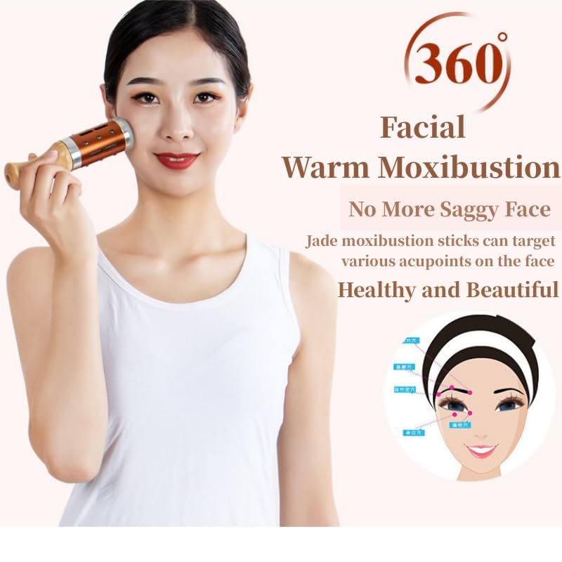 [Australia] - Moxibustion Pot Ceramic Moxa Sticks Burner Holder Portable Scraping Cup Pure Moxa 54 Rolls Heat Therapy Set Health Care Tool 玉石 