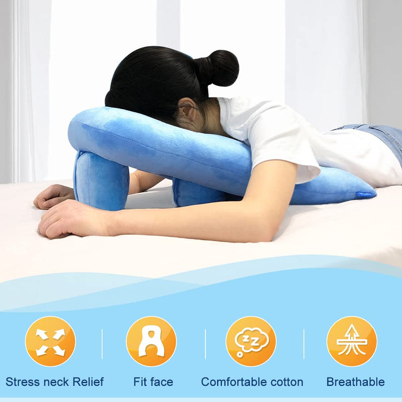 [Australia] - AOSSA Face Down Pillow After Eye Surgery BBL Bed for Sleeping Medical Prone Pillow Retina Surgery Vitrectomy Recovery Equipment Stomach Sleeper Pillow Bed Massage Face Cradle Cushion Blue 