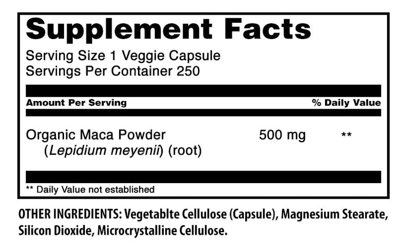 Amazing Formulas Maca 500 Mg | Vegetarian Capsules Supplement | Non-GMO | Gluten-Free | Made in USA (1 Pack | 250 Count) 250 Count (Pack of 1)