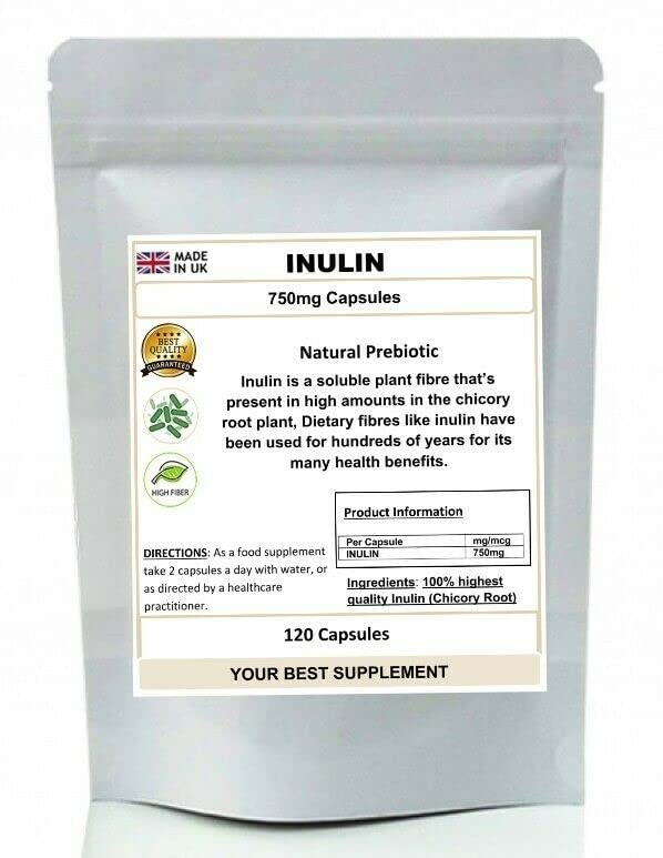 Inulin Capsules Natural Prebiotic Pure no additives (High Grade) 120