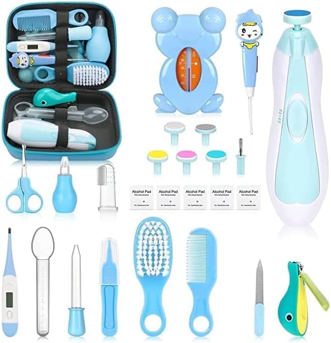 Baby Healthcare and Grooming Kit, Portable Baby Safety Care Set, Baby Essentials kit for Newborn (Blue 26 in 1) Blue 26 in 1