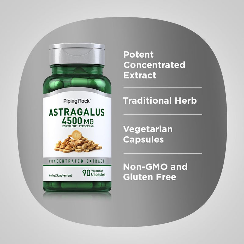[Australia] - Piping Rock Astragalus Root Extract Capsules | 4500mg | 90 Count | Vegetarian, Non-GMO, Gluten Free Supplement 