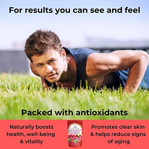 Red Berry Superfood Powder Blend - Evanmore Super Complete Reds Mix Vegan & Vegetarian Friendly Smoothie Juice Health Vitality Booster Supplement - 150g / 30 Servings - Natural Gluten Free Megablend