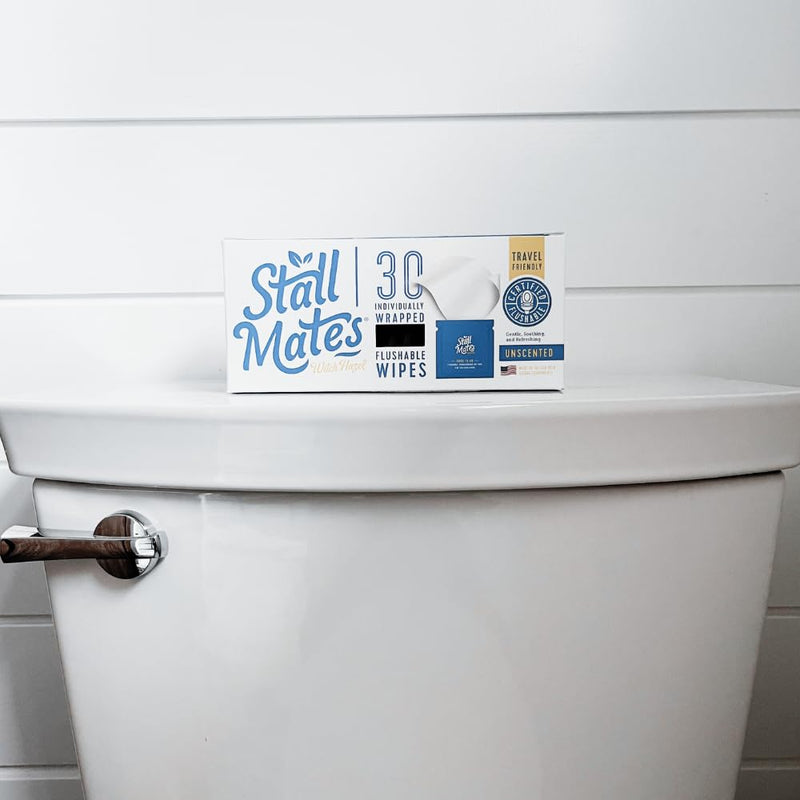 [Australia] - Stall Mates Wipes Witch Hazel: Flushable Wipes | Individually Wrapped | Travel Friendly | Soothing Witch Hazel | Unscented with Cucumber, Aloe and Chamomile | (30 on-the-go singles) 