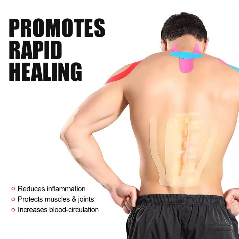 [Australia] - 6 Pack of Waterproof Latex Free Kinesiology Recovery Tape 2 in x 16 ft Uncut Per Roll (Black) Black 