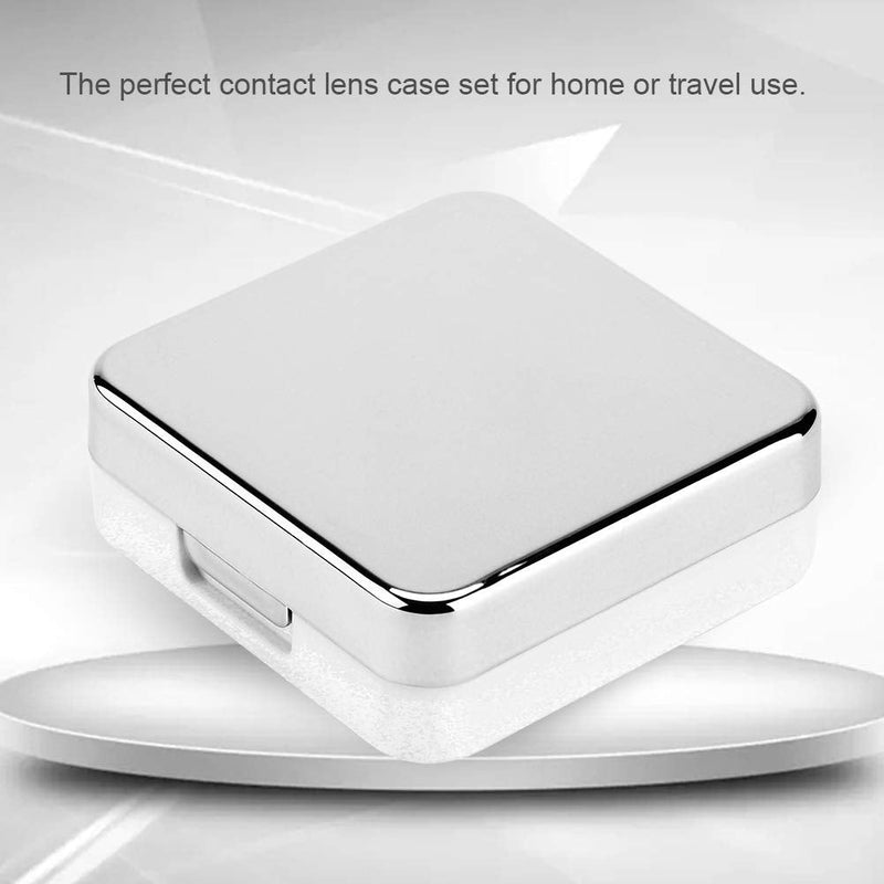 [Australia] - Uxsiya Mini Contact Lens Case Portable Contact Lens Case for Contact Lenses and Travel Silver/Black Modern 