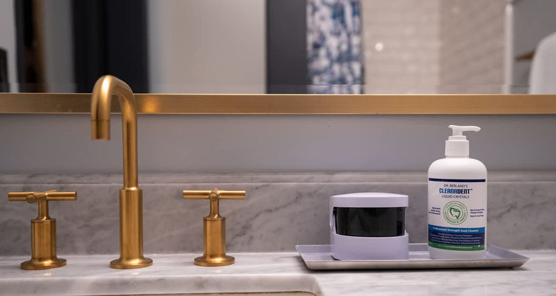 Dr. B Dental Liquid Crystal Soak Cleanser & Solutions Ultrasonic Cleaner Bundle | Complete Appliance Cleaning System for Dentures, Night Guards, Retainers & Aligners