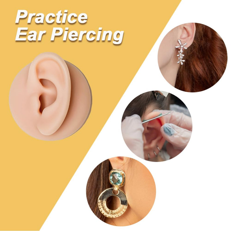 [Australia] - Soft Silicone Model Body Part Displays Set- Gakonp 7pcs Piercing Practice Body Parts with 1pcs Display Stand for Piercing Ear Nose Mouth Tongue and Belly Button Model Piercing Practice Kit 