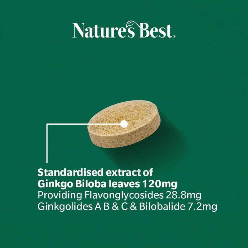 Nature's Best Ginkgo Biloba 6000mg - High Strength - Pure Grade Extract and Time Release Formula - UK Made - 120 Vegan Tablets (2 Months' Supply)