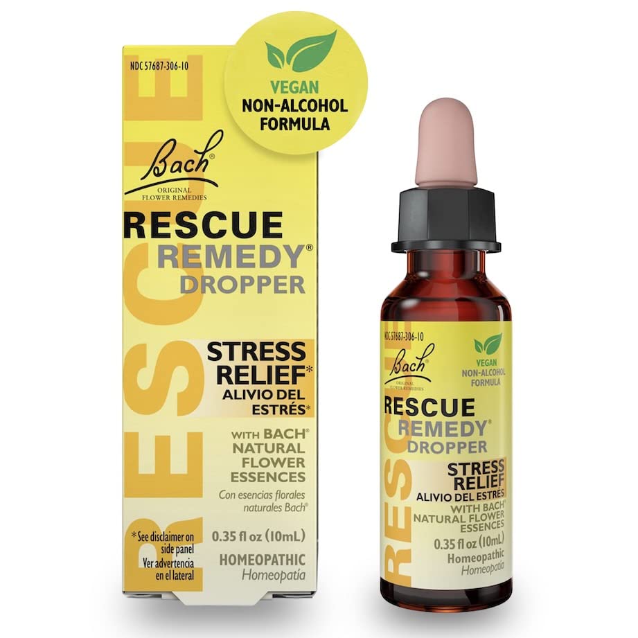 RESCUE Bach Remedy Dropper 10mL, Natural Stress Relief, Homeopathic Flower Essence, Vegan, Gluten & Sugar-Free, Non-Habit Forming (Non-Alcohol Formula) 10ml (Non-Alcohol)