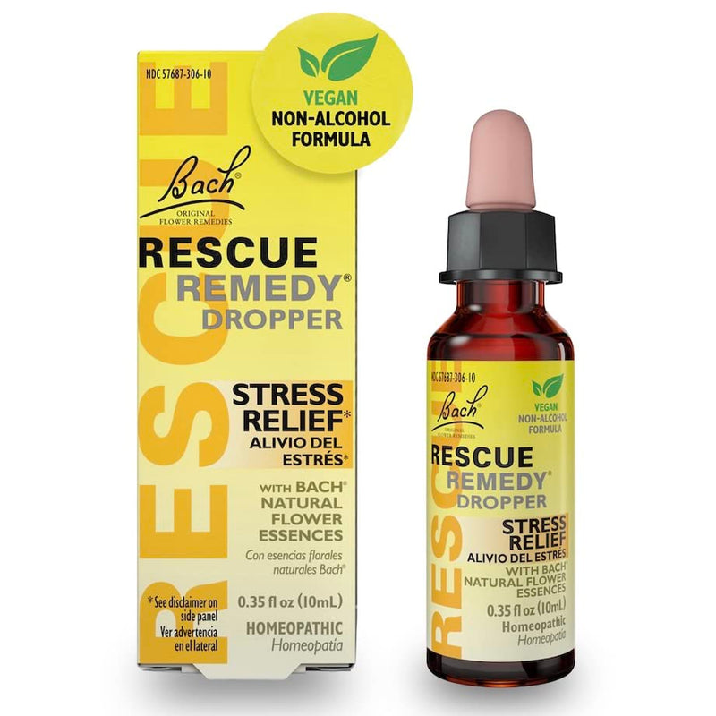 RESCUE Bach Remedy Dropper 10mL, Natural Stress Relief, Homeopathic Flower Essence, Vegan, Gluten & Sugar-Free, Non-Habit Forming (Non-Alcohol Formula) 10ml (Non-Alcohol)