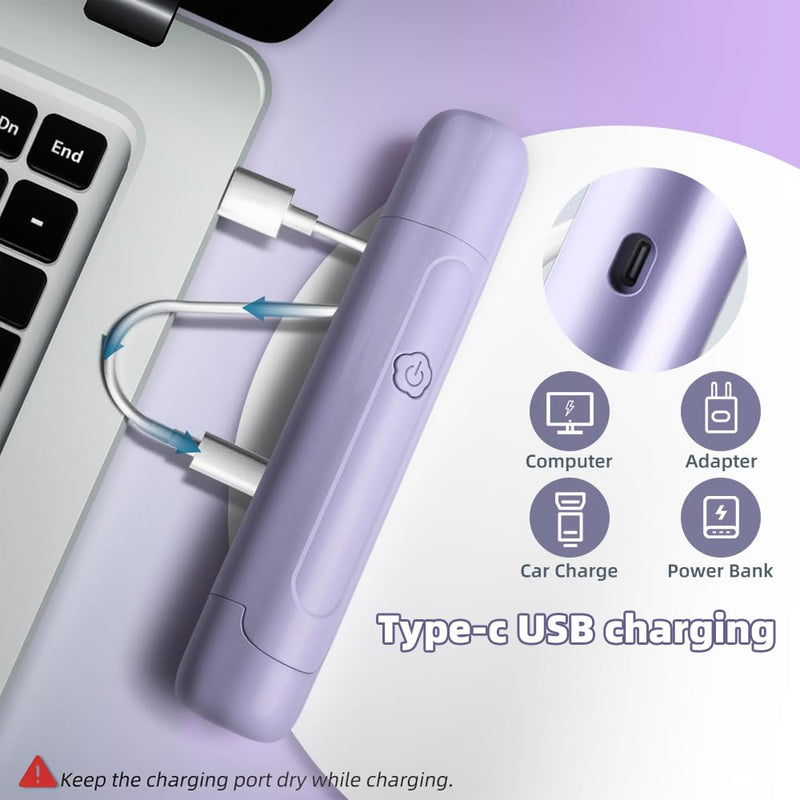 [Australia] - 2 in 1 Women's Electric Shaver, Dual Head Bikini Hair Trimmer, IPX6 Waterproof, Wet & Dry, Bikini Underarm Leg Arm Body Facial Epilator, (Purple) Purple 