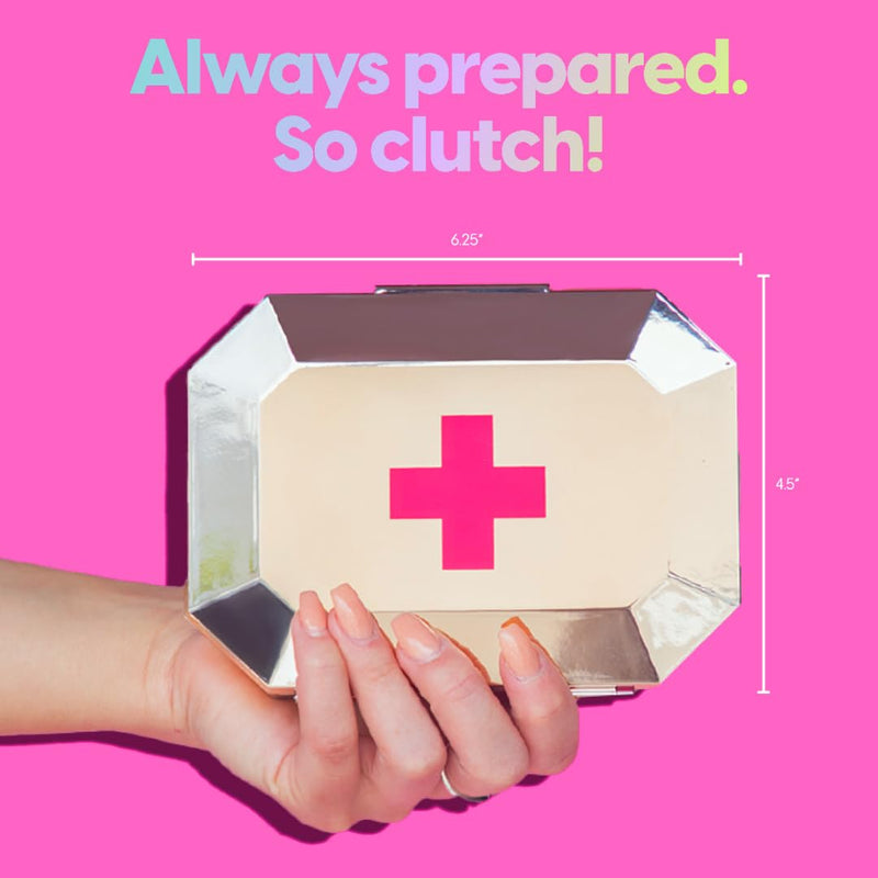 [Australia] - BLINGSTING First Aid Kit - 75 Essential First-aid Supplies, Bandages, Wipes, Gold Travel Case - Multipurpose Mini Emergency Kit for Women - Pink Interior - Compact & Versatile - TSA Approved (1 Count) 