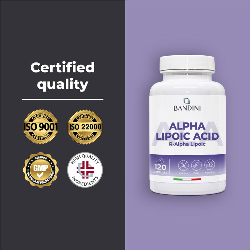 Bandini® Alpha Lipoic Acid 650mg | 120 High Strength ALA Vegan Capsules | 4 Month Supply | Alpha-Lipoic Acid Powerful Antioxidant | Maximum Absorption Aminoacid Supplement | No Synthetic Binders 100 count (Pack of 1)