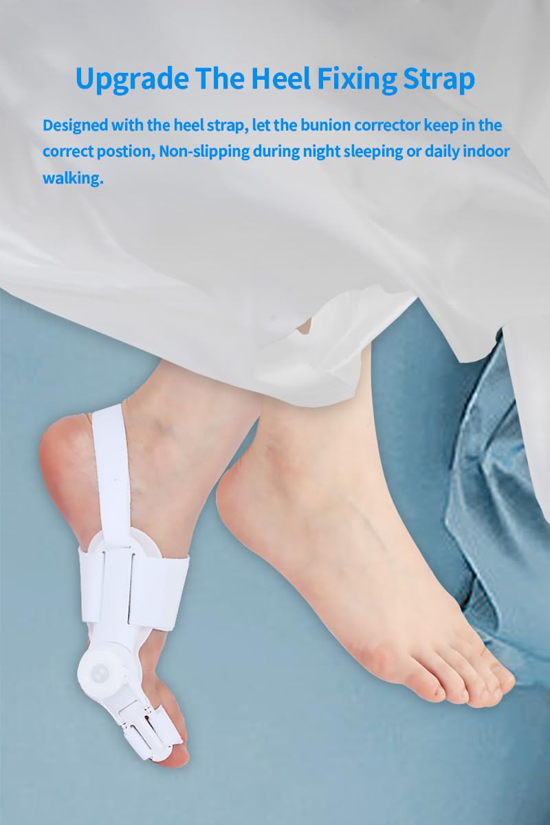 [Australia] - Generic Bunion Corrector for Hallux Valgus, Adjustable Knob Bunion Splint, Toe Straightener with Non-Slip Heel Strap, Toe Separator, Day and Night Support., White 