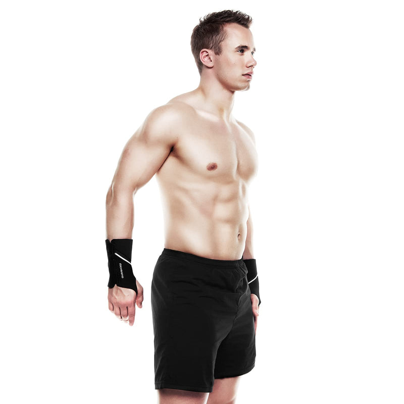Rehband 5mm Wrist Brace in Neoprene/SBR, 1 x Wrist Splint with Adjustable Aluminum Splint for Right/Left, Supports Wrist during sports & daily life, Colour:Black, Size:Small/Medium, Side:Right S/M - Right Black
