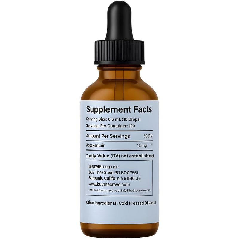 [Australia] - Astaxanthin Liquid Drops Infused with Cold Pressed Extra Virgin Olive Oil ‚Äì 12mg per Serving ‚Äì Natural Antioxidant Support ‚Äì 2 fl oz Dropper Bottle ‚Äì Vegan, Non-GMO 